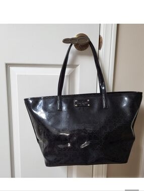 Kate Spade Black Bag with Perforated Hearts, EUC